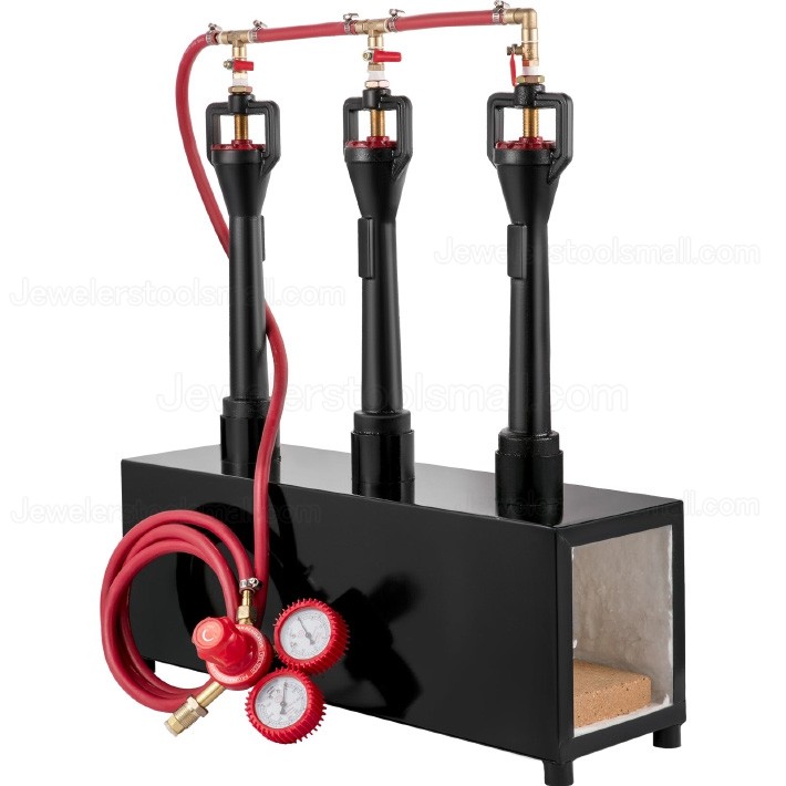 Portable Jewelry Making Gas Propane Forge Furnace Burner Three Burners Metal Equipment